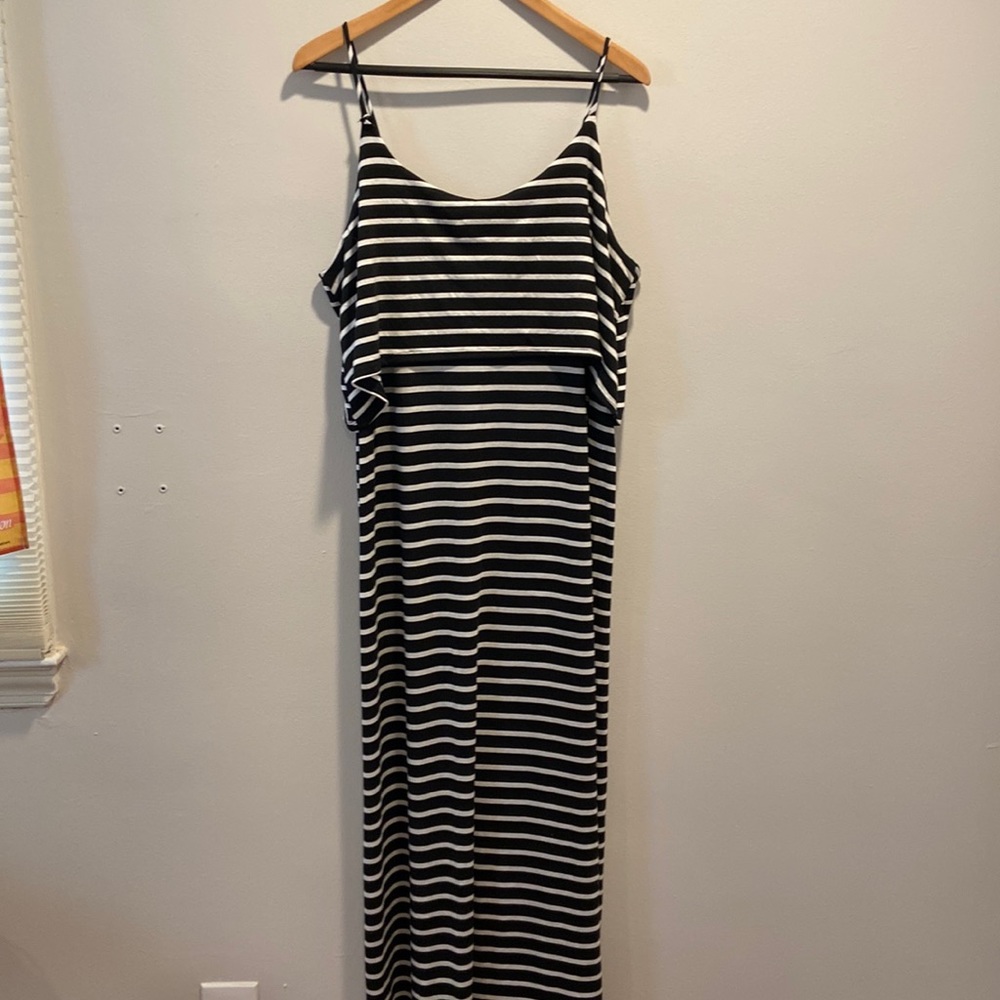 Black/White Long Maxi Dress Women Plus Size 1X